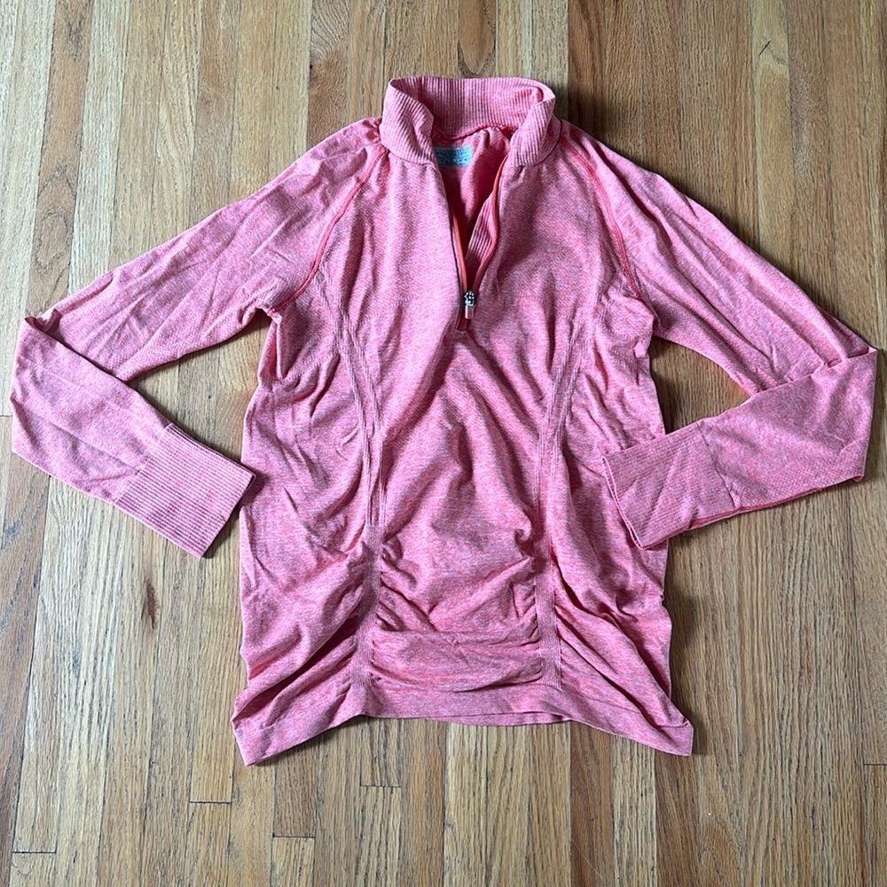Athleta Pink Fast Track Half-zip Ruched Top